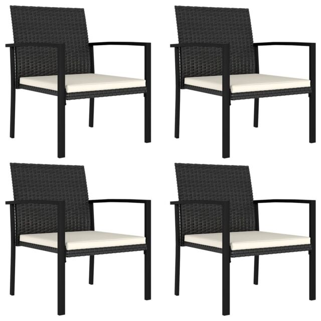 Berkfield Home Garden Dining Chairs 4 pcs Poly Rattan Black - image 1