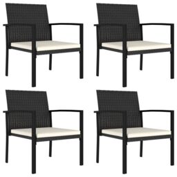 Berkfield Home Garden Dining Chairs 4 pcs Poly Rattan Black - thumbnail 1