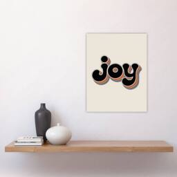 "Artery8 Joy Vibrant Retro Rainbow Font Typography Word Wall Art Print in Beige - Size: W12"" x H16""" - thumbnail 4