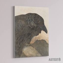 "Artery8 Old Crow Bird Painting Canvas Wall Art Print van Hoytema in Brown - Size: W18"" x H24""" - thumbnail 2