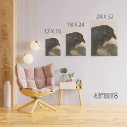 "Artery8 Old Crow Bird Painting Canvas Wall Art Print van Hoytema in Brown - Size: W18"" x H24""" - thumbnail 4