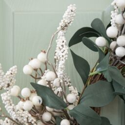 Samuel Alexander 40cm Hanging Christmas Winter Berry Wreath with Seasonal Foliage in White - thumbnail 7