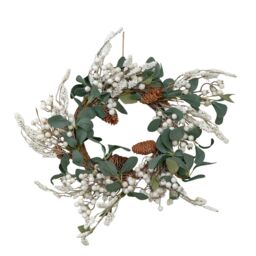 Samuel Alexander 40cm Hanging Christmas Winter Berry Wreath with Seasonal Foliage in White - thumbnail 9