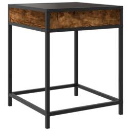 Berkfield Home Bedside Table with Infinity LED Smoked Oak 40x40x51 cm in Brown - Size: 40 x 40 x 51 cm - thumbnail 8