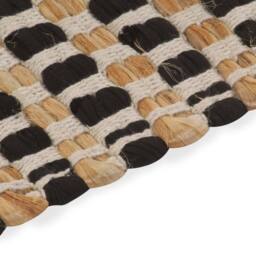 Berkfield Home Hand-Woven Jute Bathroom Mat Set Fabric Natural & Black - thumbnail 4