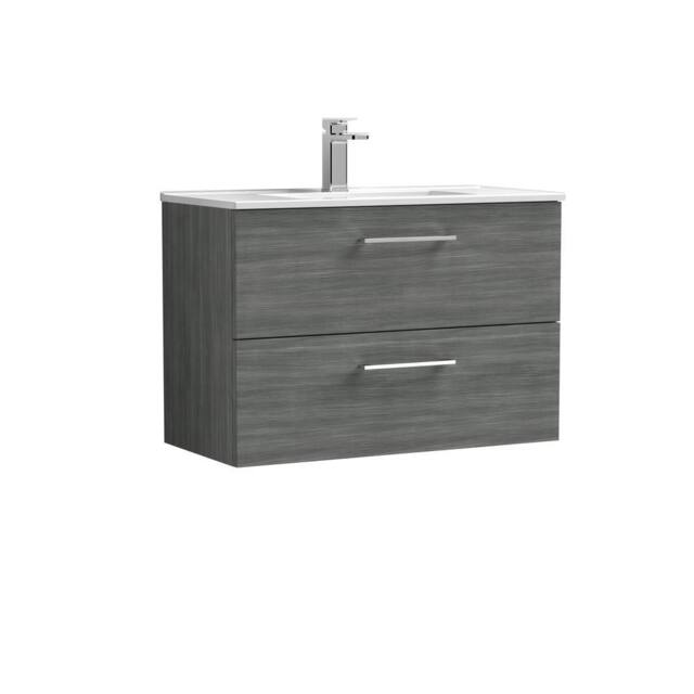 Balterley Bathroom 2 Soft Close Drawer, Wall Hung Vanity Unit, Anthracite, 800mm in Grey - image 1
