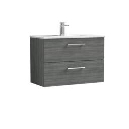 Balterley Bathroom 2 Soft Close Drawer, Wall Hung Vanity Unit, Anthracite, 800mm in Grey - thumbnail 1