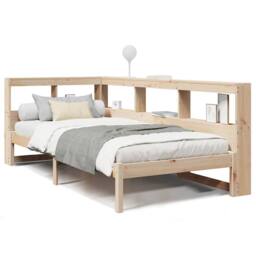 Berkfield Home Bookcase Bed without Mattress 75x190 cm Solid Wood Pine in Light Brown - thumbnail 1