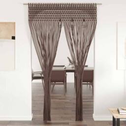 Berkfield Home Macrame Curtain Taupe 140x240 cm Cotton - thumbnail 2