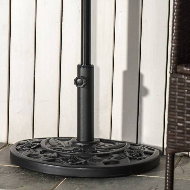 OUTSUNNY 9kg Half Round Parasol Base Heavy Duty Weighted Umbrella Holder Stand in Black - image 1