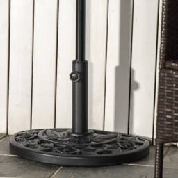 OUTSUNNY 9kg Half Round Parasol Base Heavy Duty Weighted Umbrella Holder Stand in Black - thumbnail 1
