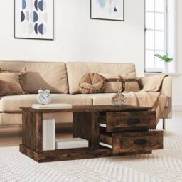 Berkfield Home Decorative Coffee Table Smoked Oak 90x50x35 cm Engineered Wood in Brown - Size: 90 x 50 x 35 cm - thumbnail 1
