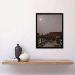 Artery8 CW Eckersberg Langebro Copenhagen in Moonlight Framed Wall Art Print - Size: A4 - thumbnail 4