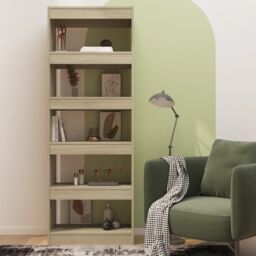 Berkfield Home Book Cabinet/Room Divider Sonoma Oak 60x30x166 cm Engineered Wood in Brown - Size: 60 x 30 x 166 cm - thumbnail 5