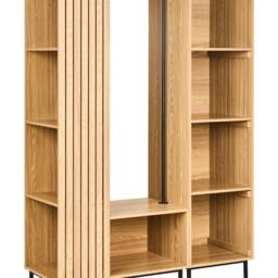 Wyld and Coco Everhome 9 Shelf Open Wardrobe Light Brown Freestanding Hallway - thumbnail 2