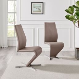 FurnitureboxUK Giovani 6-Seater Grey Glass Dining Table & 6 Willow Faux Leather Dining Chairs in Beige - thumbnail 4