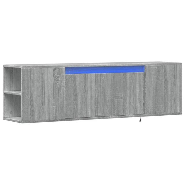 Berkfield Home TV Wall Cabinet with LED Lights Grey Sonoma 135x31x39.5 cm - image 1