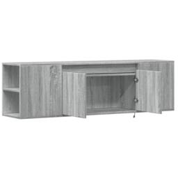 Berkfield Home TV Wall Cabinet with LED Lights Grey Sonoma 135x31x39.5 cm - thumbnail 9