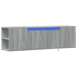 Berkfield Home TV Wall Cabinet with LED Lights Grey Sonoma 135x31x39.5 cm - thumbnail 1