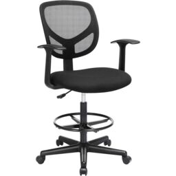 SONGMICS Mesh Drafting Chair with Arms Height Adjustable Footrest in Black - thumbnail 7