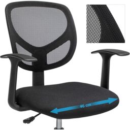 SONGMICS Mesh Drafting Chair with Arms Height Adjustable Footrest in Black - thumbnail 6
