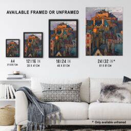 "Artery8 Edinburgh Castle Sunset Cityscape Iconic Scotland Framed Art Print - Size: W12"" x H16""" - thumbnail 3