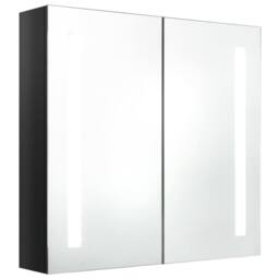 Berkfield Home LED Bathroom Mirror Cabinet Shining Black 62x14x60 cm - Size: 62 x 14 x 60 cm - thumbnail 2