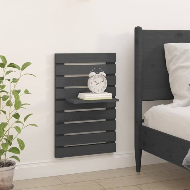 Berkfield Home Beautiful Wall-mounted Bedside Shelves 2 pcs Grey Solid Wood Pine - image 1