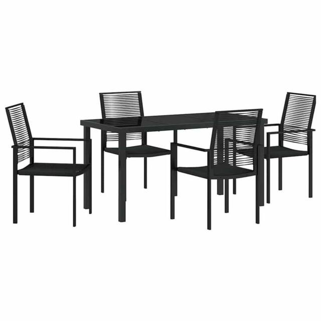 Berkfield Home 5 Piece Garden Dining Set Black PVC Rattan - image 1