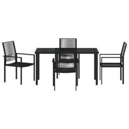 Berkfield Home 5 Piece Garden Dining Set Black PVC Rattan - thumbnail 7
