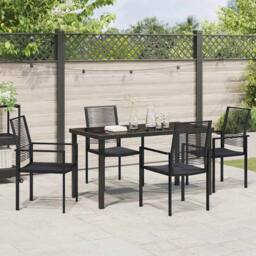 Berkfield Home 5 Piece Garden Dining Set Black PVC Rattan - thumbnail 4