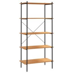 Berkfield Home 5-Tier Shelving Unit Black & Oak 80x40x163 cm - Size: 80 x 40 x 163 cm - thumbnail 2