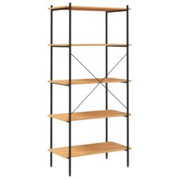 Berkfield Home 5-Tier Shelving Unit Black & Oak 80x40x163 cm - Size: 80 x 40 x 163 cm - thumbnail 5