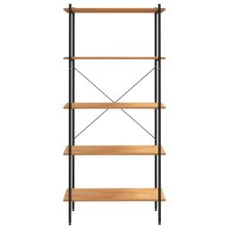 Berkfield Home 5-Tier Shelving Unit Black & Oak 80x40x163 cm - Size: 80 x 40 x 163 cm - thumbnail 3