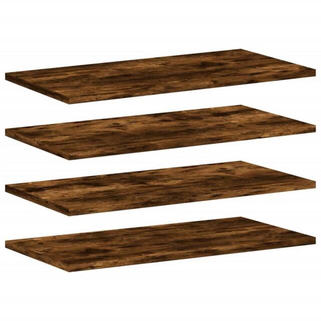Berkfield Home Wall Shelves 4 pcs Smoked Oak 60x20x1.5 cm Engineered Wood in Brown - image 1