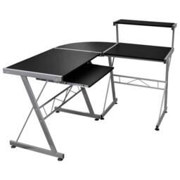 Berkfield Home Durable Corner Computer Desk Black 132x112x99 cm Engineered Wood - Size: 132 x 112 x 99 cm - thumbnail 2