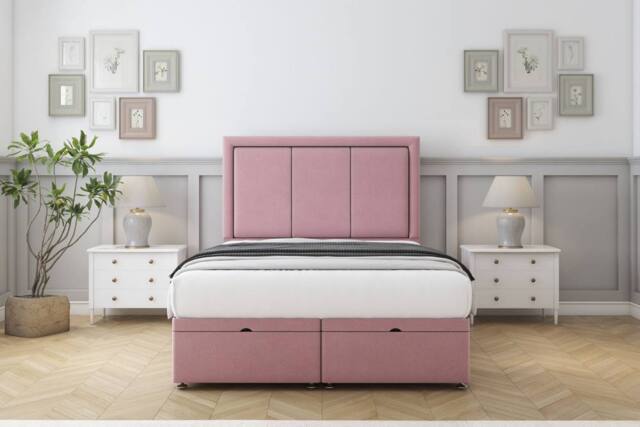 "Comfort Beds Savoy Plush Ottoman Bed Base-54"" Floor Standing Headboard in Pink - Size: King" - image 1