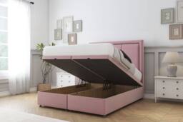 "Comfort Beds Savoy Plush Ottoman Bed Base-54"" Floor Standing Headboard in Pink - Size: King" - thumbnail 2