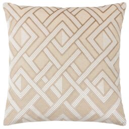 Paoletti Henley Geometric Velvet Cushion in Taupe - Size: 50 cm x 50 cm - thumbnail 2