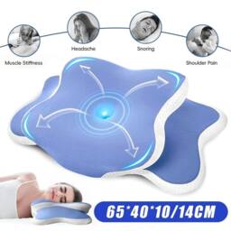 KORVIXA Cervical Memory Foam Pillow or Neck Pain-Relief in Blue - Size: Crib - thumbnail 3