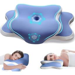 KORVIXA Cervical Memory Foam Pillow or Neck Pain-Relief in Blue - Size: Crib - thumbnail 1