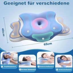 KORVIXA Cervical Memory Foam Pillow or Neck Pain-Relief in Blue - Size: Crib - thumbnail 2