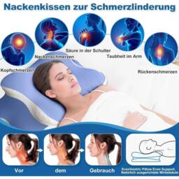KORVIXA Cervical Memory Foam Pillow or Neck Pain-Relief in Blue - Size: Crib - thumbnail 5