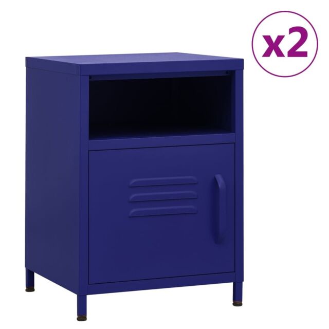 Berkfield Home Nightstands 2 pcs Navy Blue 35x35x51 cm Steel - Size: 35 x 35 x 51 cm - image 1