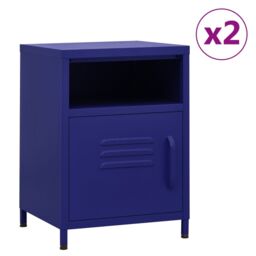 Berkfield Home Nightstands 2 pcs Navy Blue 35x35x51 cm Steel - Size: 35 x 35 x 51 cm - thumbnail 1