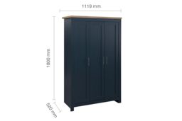 Birlea Highgate 3 Door Wardrobe Cream & Oak in Blue - thumbnail 6