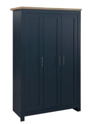Birlea Highgate 3 Door Wardrobe Cream & Oak in Blue - thumbnail 3