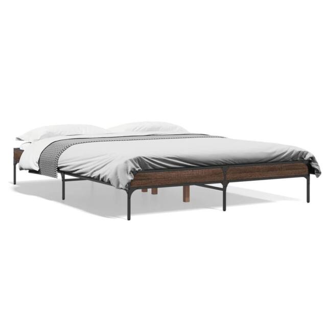 Berkfield Home Bed Frame without Mattress Brown Oak 140x200 cm - image 1