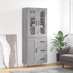 Berkfield Home Highboard Grey Sonoma 69.5x34x180 cm Engineered Wood - thumbnail 2