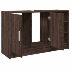 Berkfield Home Sink Cabinet Brown Oak 90x29x55 cm Engineered Wood - Size: 90 x 29 x 55 cm - thumbnail 5